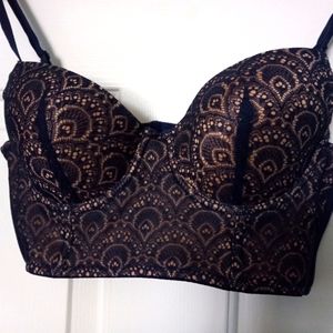 Navy Lace Bra Lined Cup Jezebel Women's Size  36B